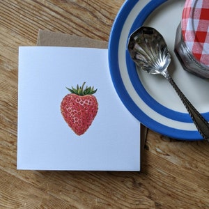 Carte fraise / Carte de voeux aux fraises d'été / Carte de fruits / Carte de baies d'été / Carte de voeux vierge Carte FSC avec enveloppe recyclée