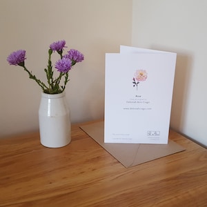 Rose Card / Rose Botanical Flower Card / Blank Card / Peace Rose Greeting Card / Deborah Crago image 5
