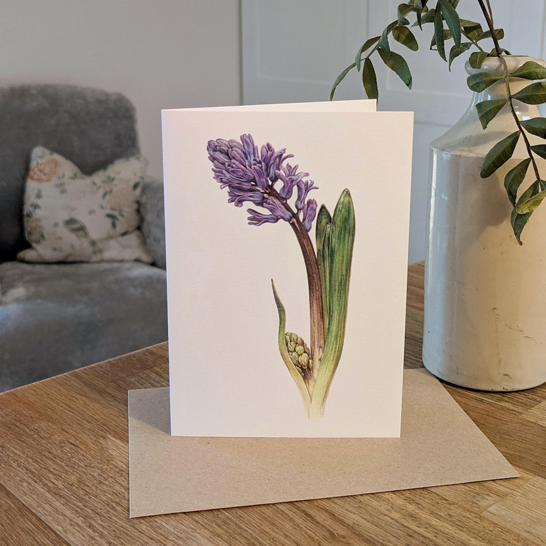 Hyacinth 'delft Blue' Botanical Watercolour Greeting Card - Etsy