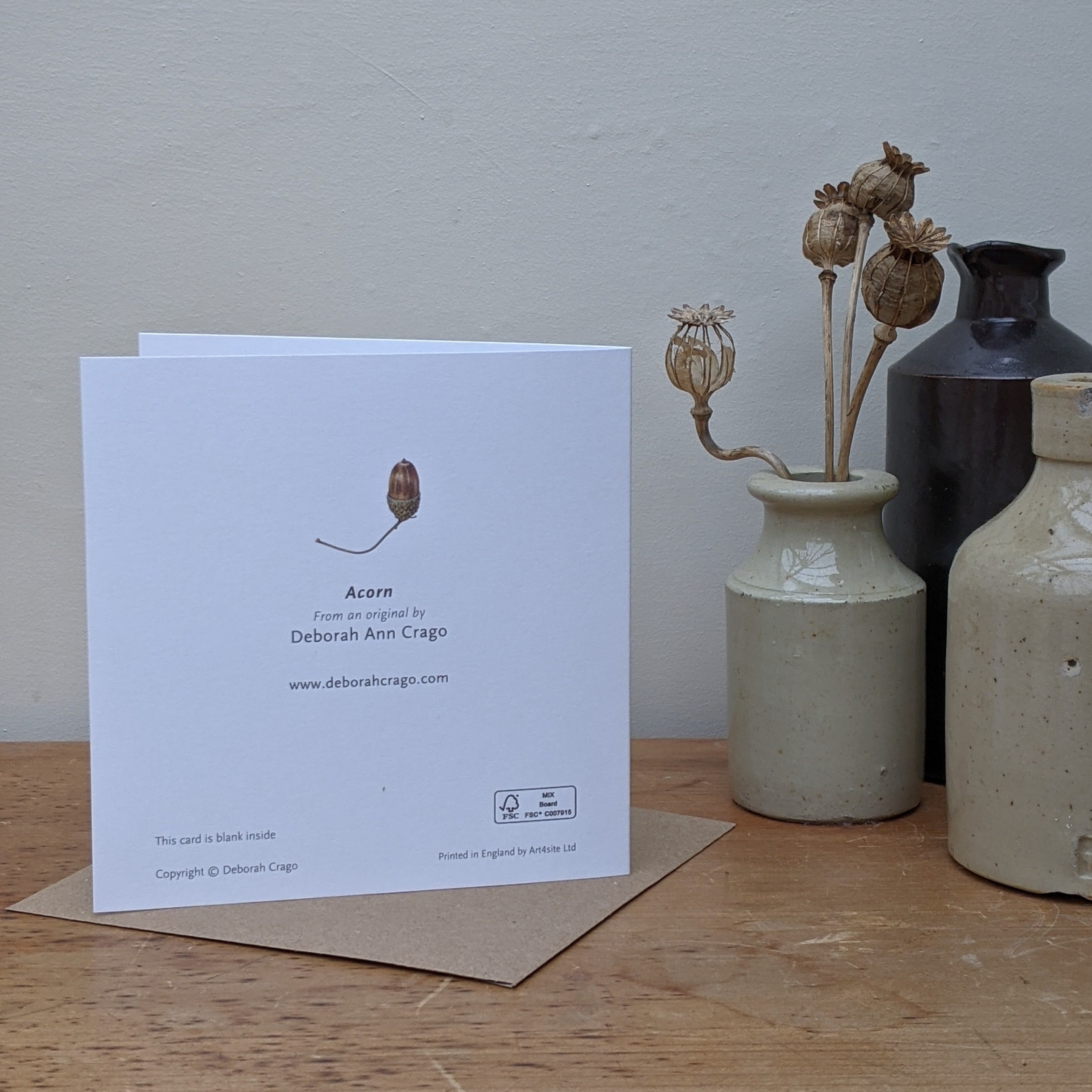 Acorn Card / Acorn Greeting Card / Thanksgiving Botanical Card / From ...