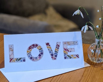 Rainbow Love Card / Love Greeting Card/ FSC Blank Card / Pressed Flower Card / Valentine Card / Anniversary Card / New Baby Card