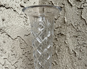 Jarrón/candelabro de cristal vintage atemporal de 25 cm de Towle Crystal