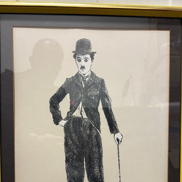 Vintage Limited Edition Charlie Chaplin Lithograph | Pencil Numbered & Signed by Glen Fortune Banse, AKA Lanse