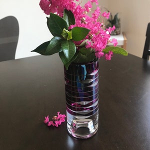 Ray Lapsys Studio Art Glass | Handcrafted Amethyst Crystal Vase and Candlestick Holder | Signed and Dated