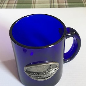 USS Ronald Reagan (CVN-76) Collectible Souvenir Glass Mug with Pewter Emblem