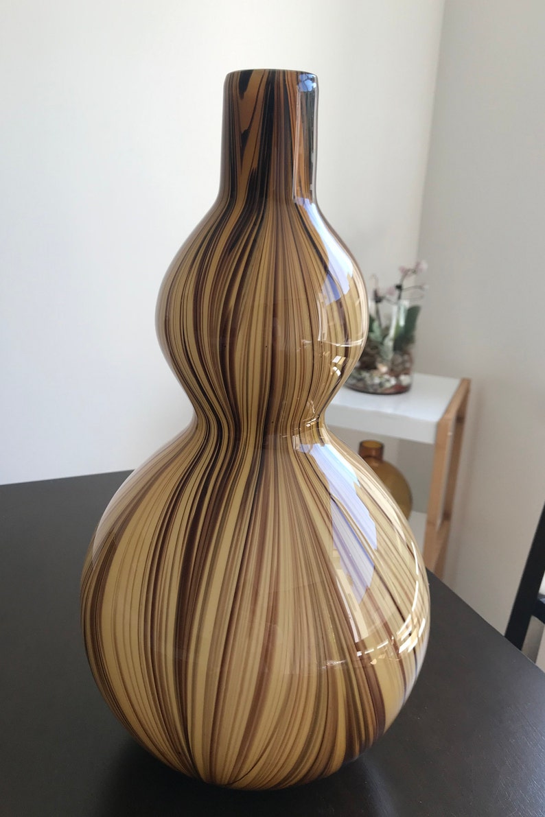 Vintage Z Gallerie Art Glass Vase in the Celine Model in Amber Etsy
