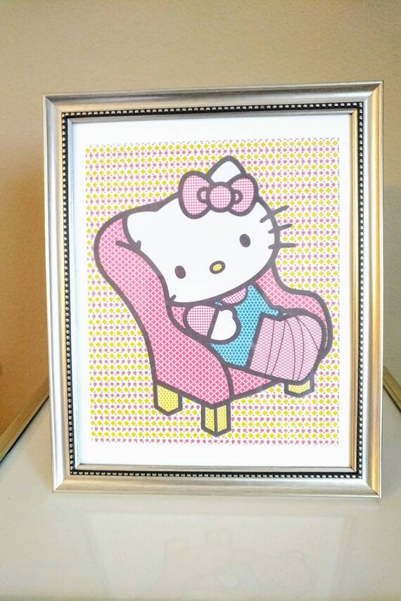 Hello Kitty Super Cute Framed Wall Art Perfect Bedroom Or Etsy