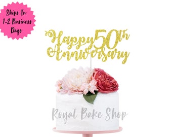 Custom Glitter Anniversary Cake Topper: 50th Anniversary Decor