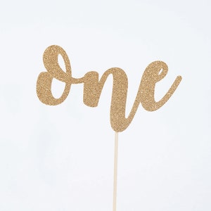 One glitter cake topper, First Birthday decor, Smash Cake Topper