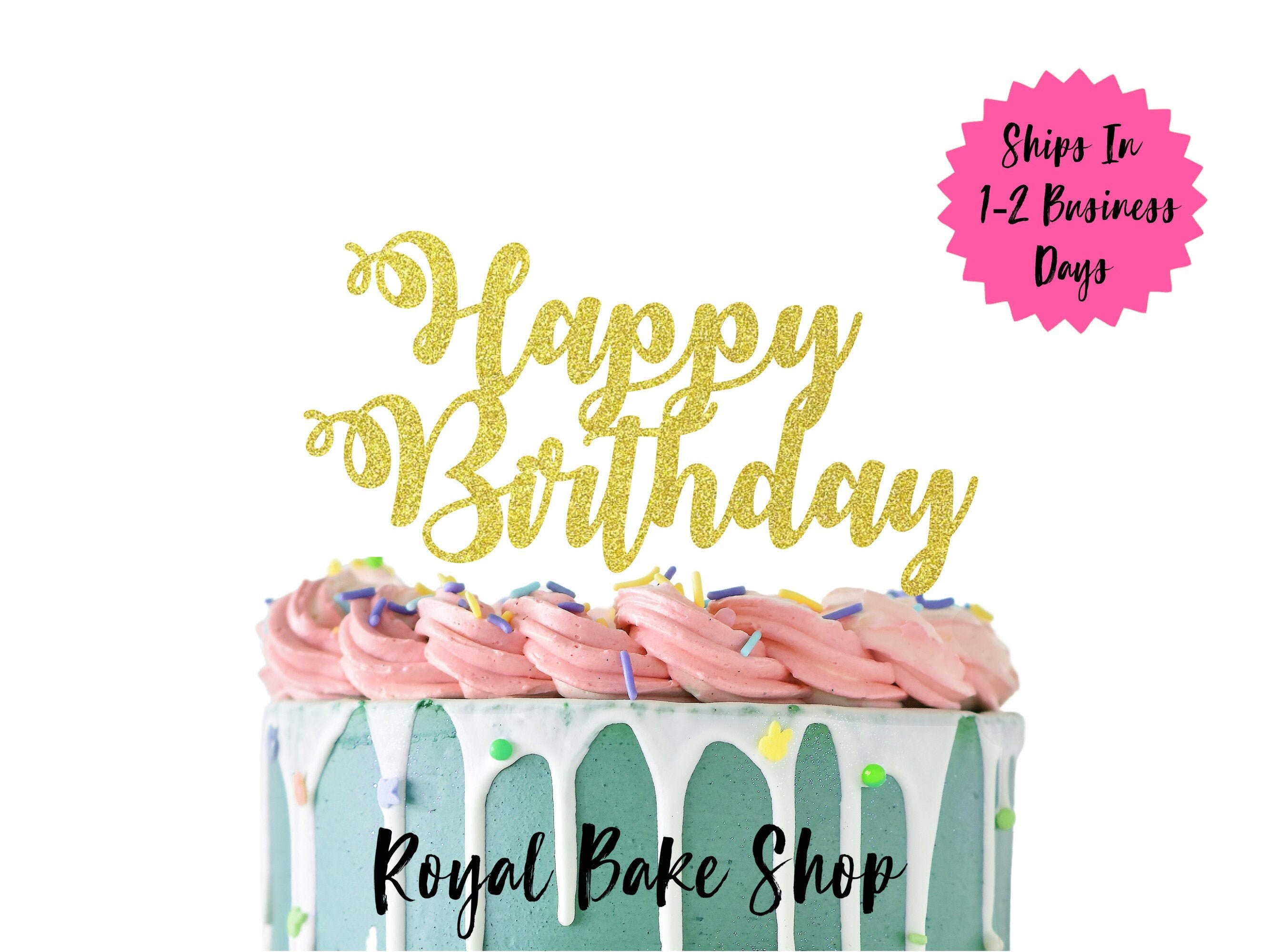 Happy Birthday Cake Topper Glitter Cake Topper for Her Cake - Etsy ...