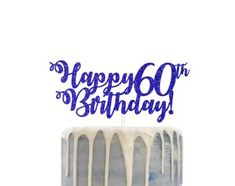 Happy Birthday Glitter Cake Topper: Custom Age Cake Pick