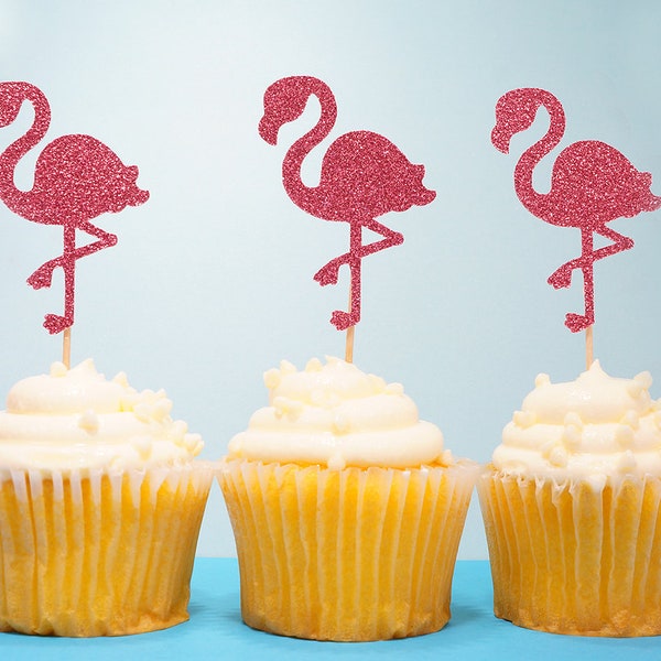 Flamingo Cupcake Toppers, Flamingo Cupcake picks, Glitter Flamingo Cupcake Decorations, Flamingo Party Decor, Flamingle Party Decor