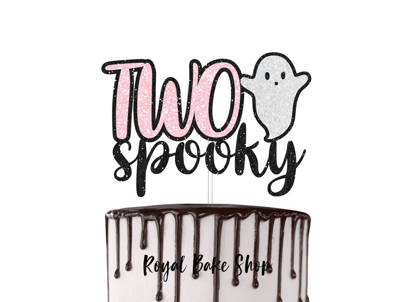 Two Spooks TWO Spooky Glitter Cake Topper, Two Cute to Spook Decor, Cute Ghost ...