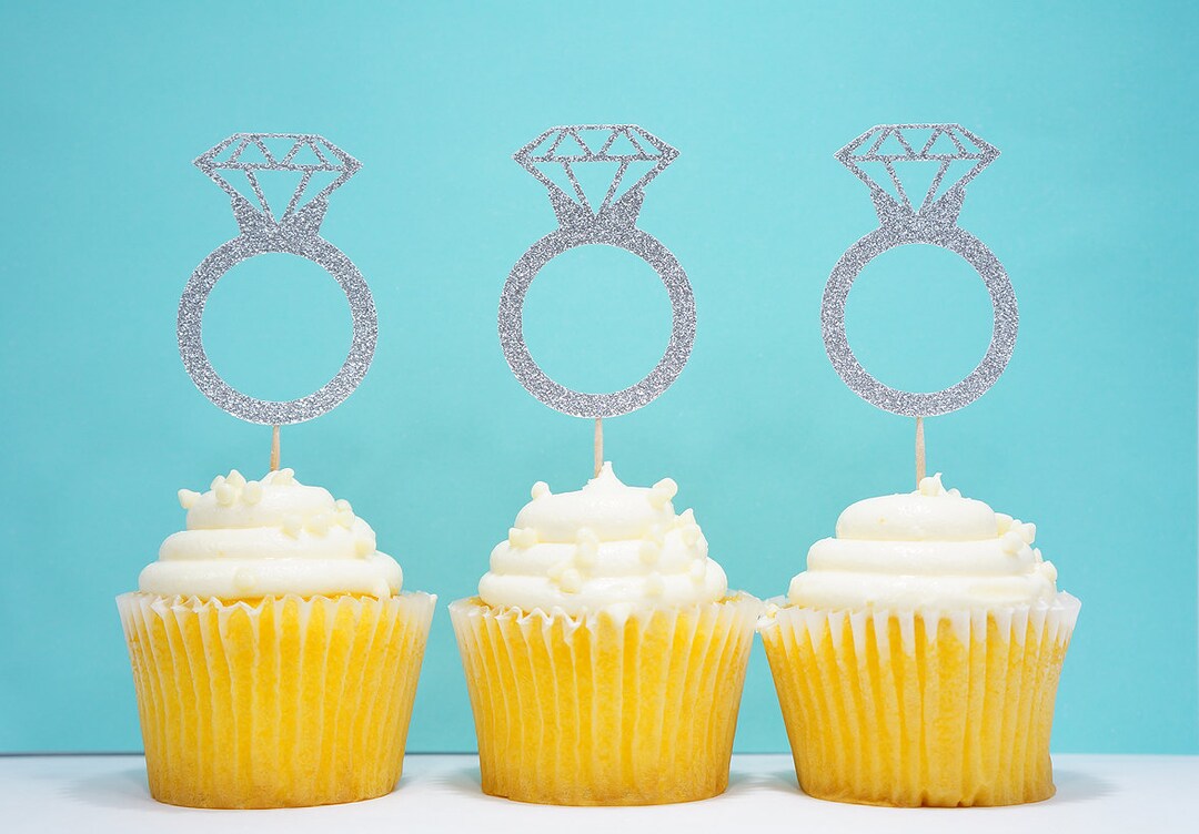 Diamond Ring Bachelorette Cupcake Toppers, Engagement Party Food Picks