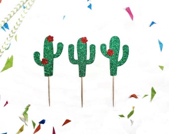 Cactus Cupcake Toppers, Fiesta Party Decor, Taco Bout a Party, First Fiesta, Final Fiesta Bachelorette Decor, Cinco De Mayo Food Picks