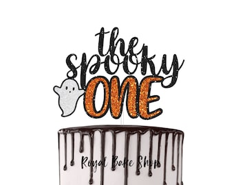 The Spooky One Glitter Cake Topper, Spooky One Cake Decorations, Halloween 1st birthday Sign, Cute Ghost Decor