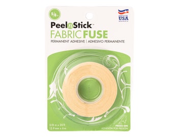 Ruban adhésif pour ourlets en tissu Peelnstick pour pantalons et travaux manuels, rouleau de 5/8 po x 20 pi (pas de fer nécessaire)