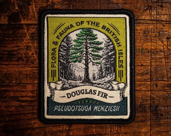 Tree Punk Patch Tree Silhouette Patch, Green on White Canvas Screenprint - Douglas Fir ...