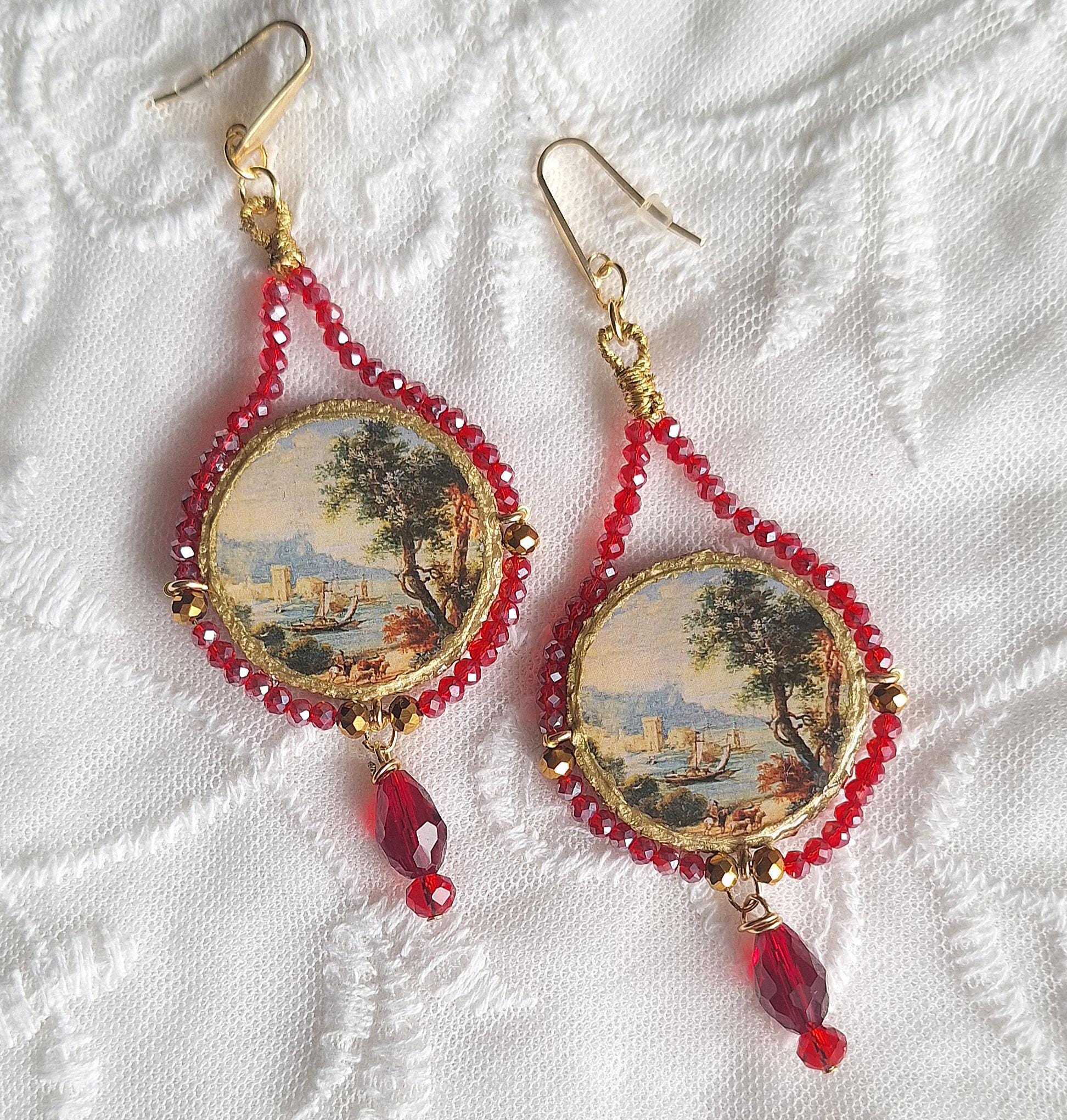 Boucles D'oreilles Pendantes Vintage - Ancien Modèle - Longueur 5,4 Cm - Occasion Bon état
