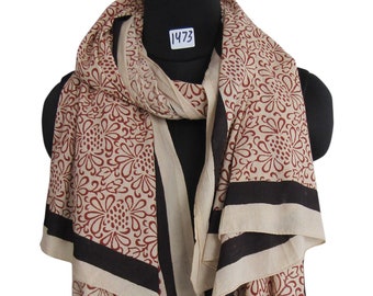 Hand Block Printed Cotton Scarf: Lightweight Summer Wrap
