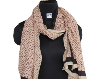 Hand Block Printed Cotton Scarf: Lightweight Summer Stole