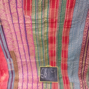 Vintage One Kind of Kantha Throw, Old Antique Handmade Sari Kantha Quilts, Indian Sari Kantha Bed Spread, Twin Size Sari Kantha Quilts