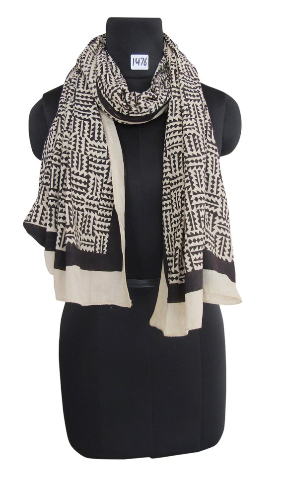 Handmade Block Print Summer Stole Ladies Neck Scarf Cotton Sarong