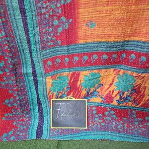 One of kind Vintage Sari Patchwork Kantha Quilt Blanket Bohemian Bedding Indian Cotton Quilt Embroidered Rug Bedding Throw Wall Tapestry