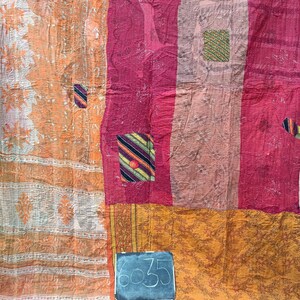 Bohemian Vintage Indian Kantha Quilt Handmade Kantha Blanket Reversible Kantha Throw Cotton Sari Kantha Bedspread Hand Stitch Kantha Throw