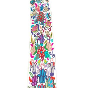 Handmade embroidery table runner bed scarf frameable art with - color embroidery . Embroidery floral , peruvian hand-woven table runner .