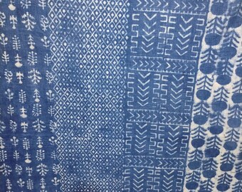 Mooie indigo natuurlijke kleurstof katoenen spreien Spreien en plaids Blokgedrukte deken Dekens Zachte indigoblauwe sofa Spatlappen
