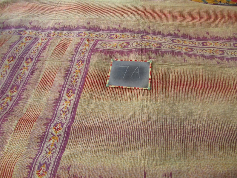 Vintage Kantha Handmade Bedspread Indian Quilt Cotton Blanket Gudari Ralli Throw