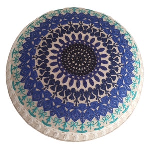 Indian Embroidered Footstool Round pouf stool Bedroom pouf Footstool ottoman Tufted stool Piano chair Footrest bench Make up stool 18x18inch image 4