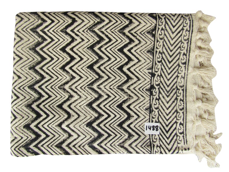 Cotton Bedcover Black /& white Geometric Print Throw Hand Block Printed Handloom woven 100/% Cotton Throw Fringed Sofa Blanket Bedspreads