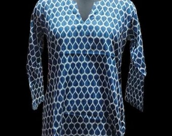 Indian Ethnic Women's designer short Cotton printed sumer wear floral Kurti Tunic Top cotton printed blouse / cotton printed kurti