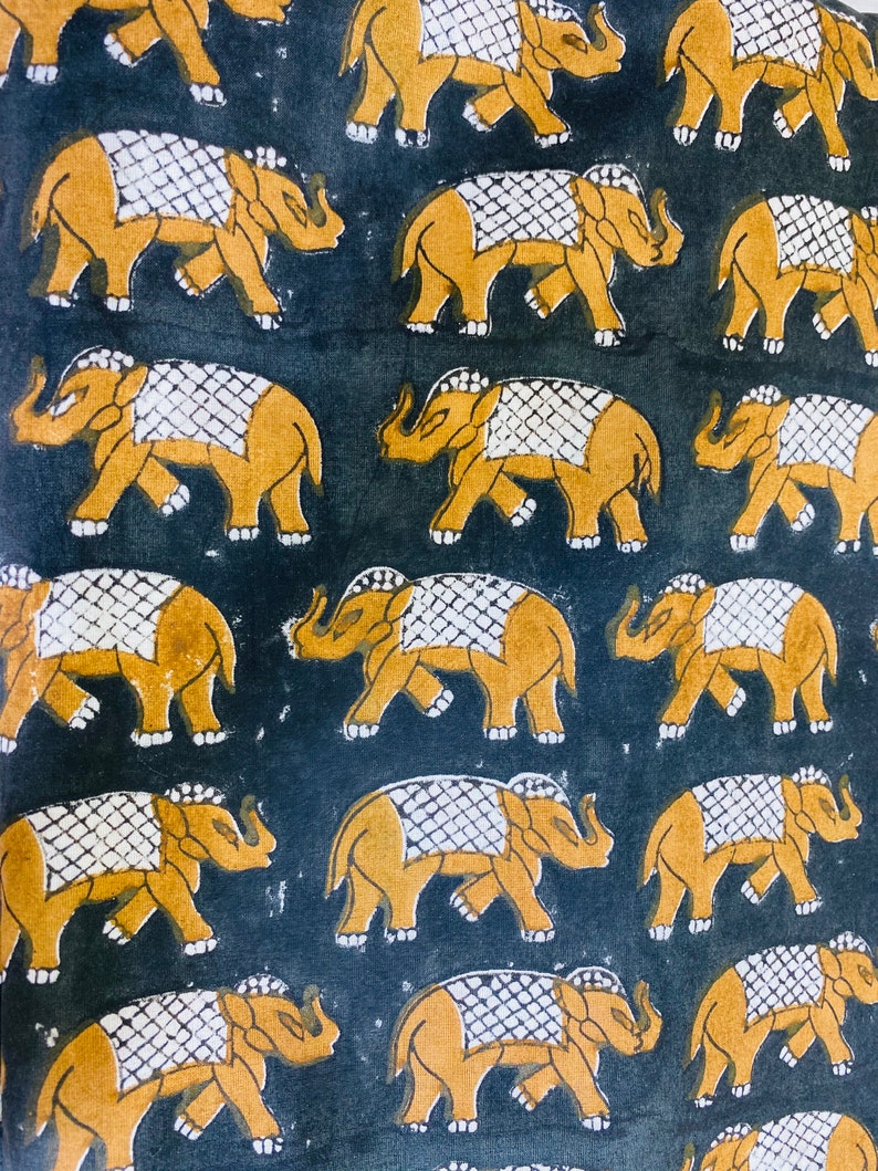 Elephant print cotton fabric block print fabric dress Etsy
