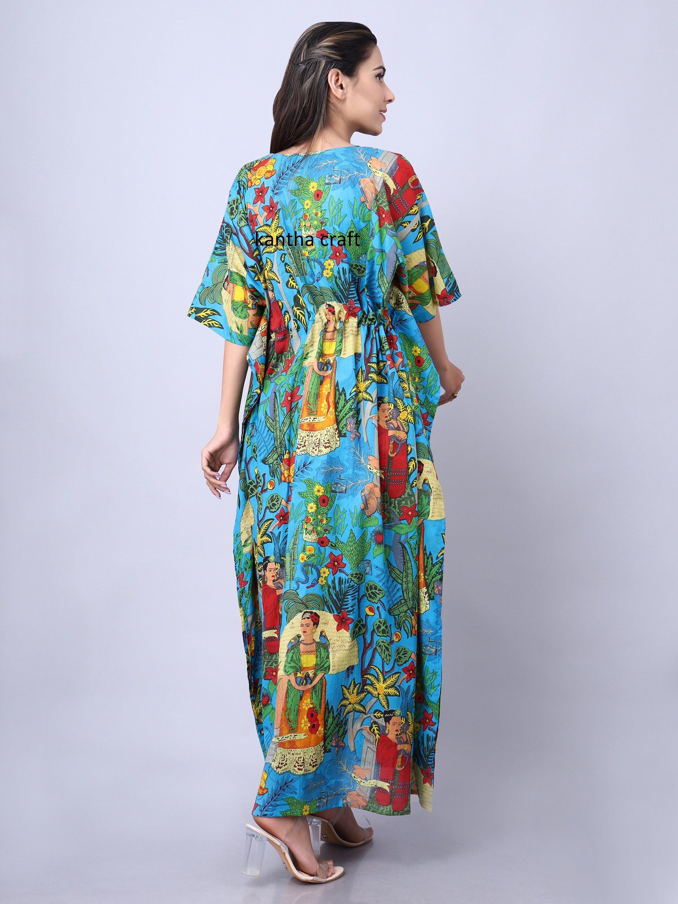 Organic Cotton Printed Kaftan One Size Plus Dress Maxi Dress Etsy UK