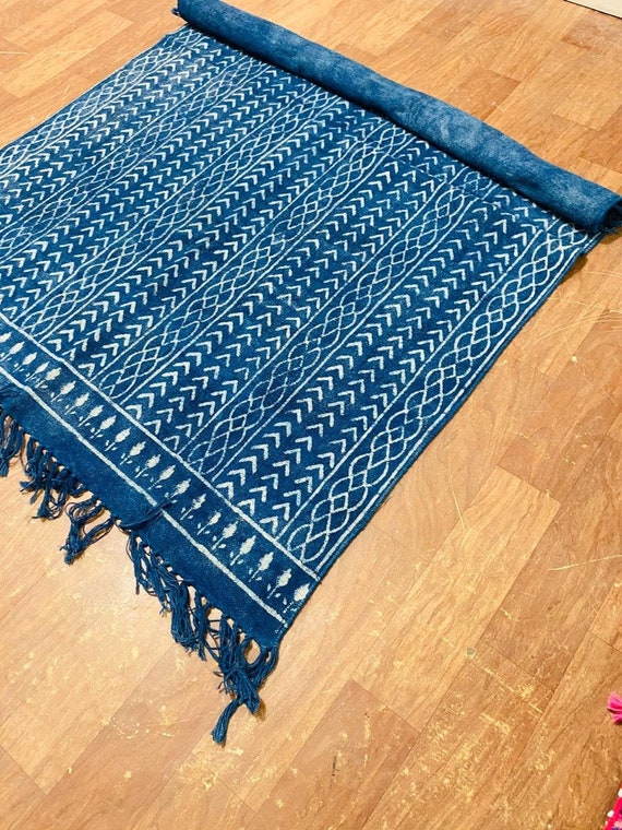 9x12 Ft Rug Indigo Blue Rug Handmade Cotton Carpet Area Rug Etsy