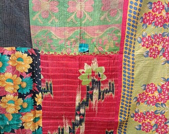 Reversible Kantha Quilt Exclusive Heavy Kantha Nakshi Kantha Quilt Indian Vintage kantha Quilt, White kantha Throw, Recycled Cotton Blanket