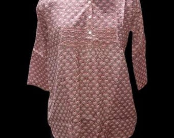Indian Ethnic Women's designer short Cotton printed sumer wear floral Kurti Tunic Top cotton printed blouse / cotton printed kurti