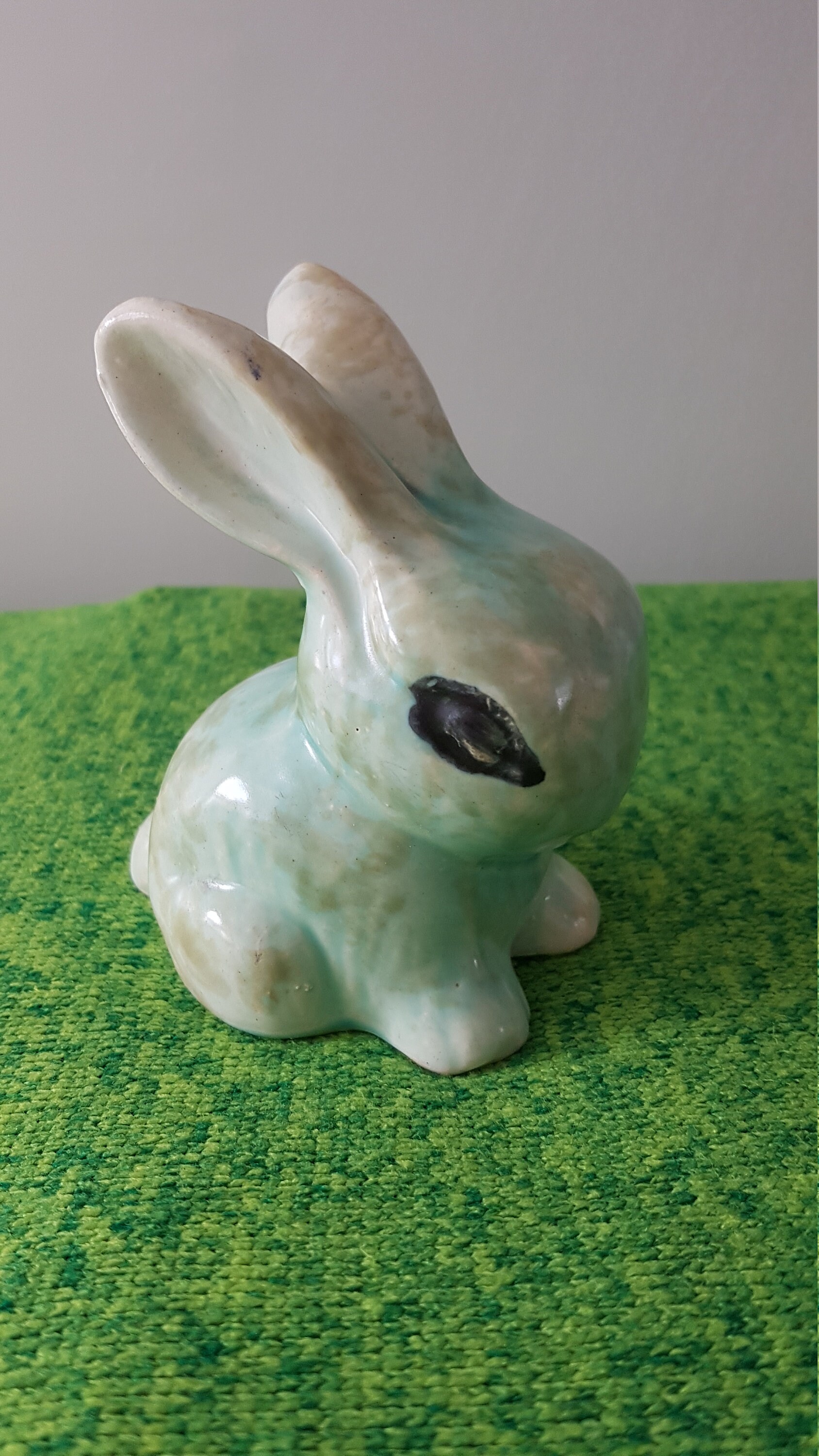 Vintage ceramic bunny rabbit 4.5 green ornament Etsy