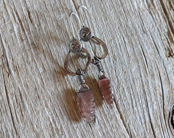 Carved Plum Cats Eye Scapolite Earrings