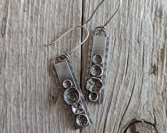 Abstract Silver Flower Earrings