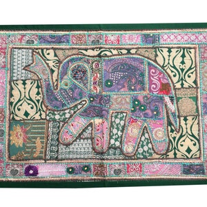 Handmade Indian Wall Tapestry: Vintage Sari Patchwork, Bohemian Decor