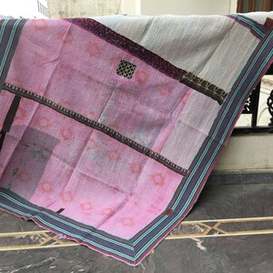 Bohemian Kantha Throw Twin Size Vintage Quilts Reversible Throw Kantha Bedspread Quilt Hippie Indian Room Bedding Coverlets Decor