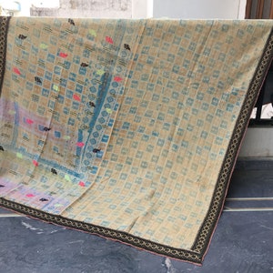 Bohemian Kantha Quilt: Vintage Indian Handmade Cotton Throw