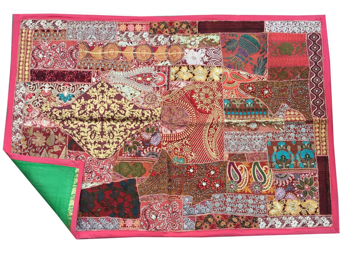 Sari Patchwork Wall Hanging Tapestry Indian Vintage Bohemian Etsy
