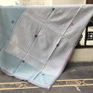 Vintage Kantha Quilt: Reversible Indian Blanket Throw, Hand-Stitched Ralli Quilt