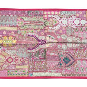 Vintage Sari Patchwork Tapestry: Bohemian Indian Wall Hanging