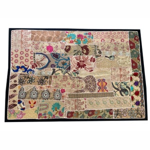 Vintage Indian Patchwork Tapestry: Handmade Wall Hanging (40&#39;&#39;x60&#39;&#39;)